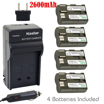 Kastar 4 Battery & Charger kit for Canon BP-511 BP-511A BP511 BP511A CB-5L