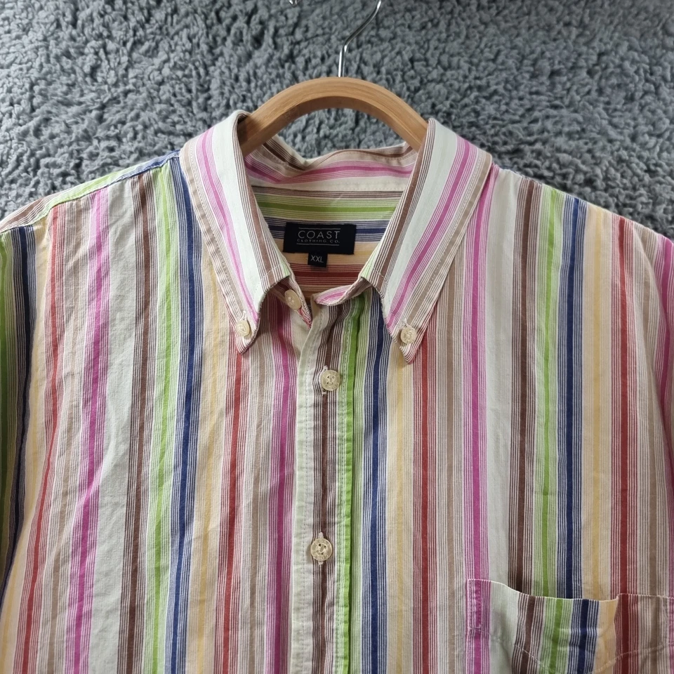 Camisa masculina asual Coast tamanho XXL listra multicolorida manga longa colarinho - Imagem 4 de 4