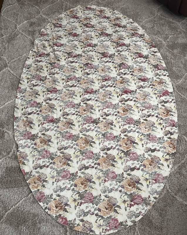 Vintage W-C Designs Oval Floral Tablecloth 101" x 114"