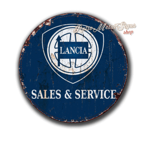 Lancia Sales Service Vintage Retro Garage 12 Round Circular Metal Tin Sign Ebay