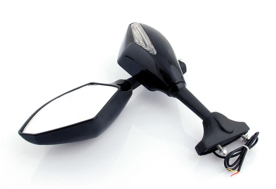 Universal Moto LED Turn Signal Mirrors For Honda Kawasaki Suzuki Yamaha Blk Foto 3 de 4