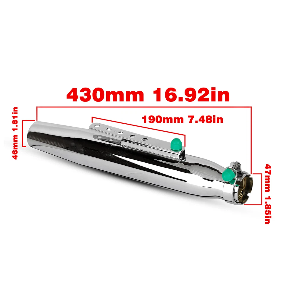 2Pcs Universal Motorcycle Exhaust Pipe Muffler For Cafe Racer Bobber Chopper - Image 2 of 4