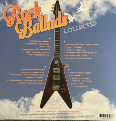 蘭2LP Various Rock Ballads Collected MOVLP3027 Music On Vinyl, Univ 未開封 /00520 ROCK BALLADS COLLECTED - 2-LP - RED VINYL - NUMBERED TO 3500
