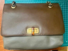 LANVIN LEATHER TAUPE-GRAY HAPPY HANDBAG ITALY EXCELLENT