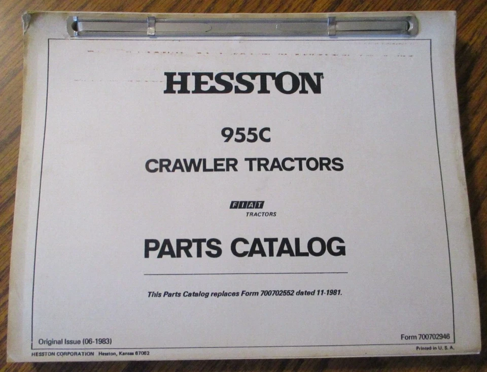Libro manual de catálogo de piezas de tractor sobre orugas Hesston 955C 1983 con suplemento OEM Foto 2 de 4