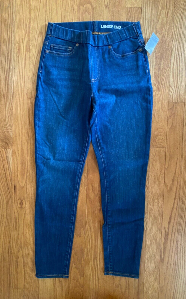Lands' End Jeggings Sz 8P Blue Denim Med Wash Pull On Elastic Waist