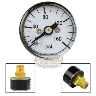 #ad 1 8quot; MNPT Mini Micro Air Pressure Gauge 0 160 PSI 1quot; Face CBM Center Back Mount $14.95