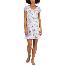 Charter Club Lace-Sleeve Chemise Nightgown Lilac Floral NWT Size Medium