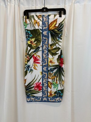NEW Women's CACHE Small Floral Bandeau Dress - lined - Built in Bra NWT