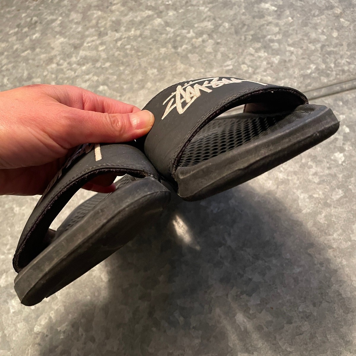 Stussy Slide Sandal Mens 4 Black White Streetwear 90s DC5239  display picture 1