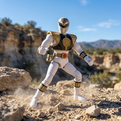 MIGHTY MORPHIN` POWER RANGERS TOMMY TIGER ZORD WHITE RANGER 20 CM / BANDAI 1993