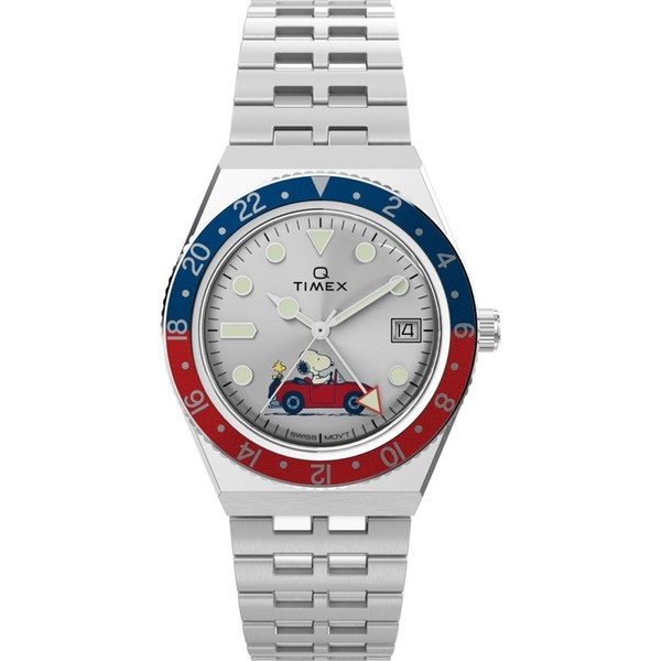 Herrenuhr Timex Peanuts Q TW2W83300 Gmt Edelstahl Snoopy-image