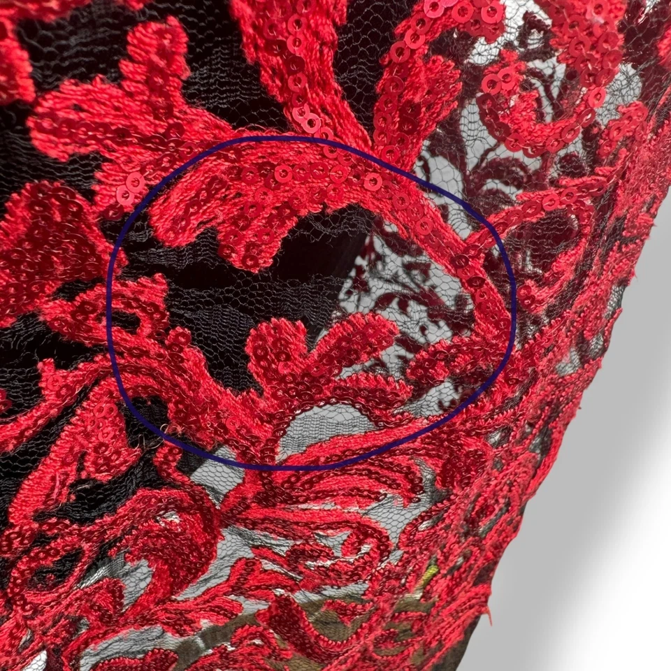 Antonio Melani Red Lace Sequin Dress Womens Size 8 Glam Cocktail Hoco Party Vamp - Image 4 of 4