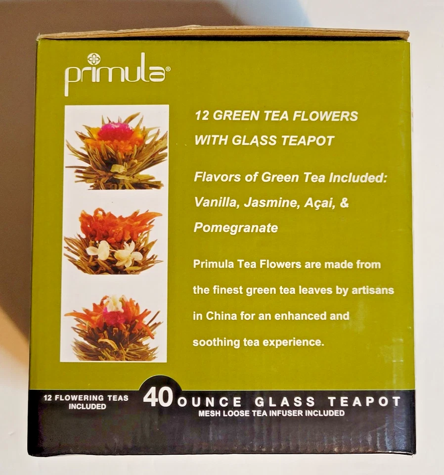 Primula 40oz Glass Teapot 12 Flowering Teas Included W/Mesh Loose Tea Infuser - Image 2 of 4