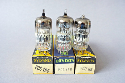 3 x BALANCED NOS TUBES PCC189, PCC88, SYLVANIA, LONDON, AMP TEST, OWN BOXES