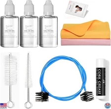 Ultimate Deviser Trumpet Cleaning Kit: 3 Valve Oils, Cork Grease, Swab & Brushes