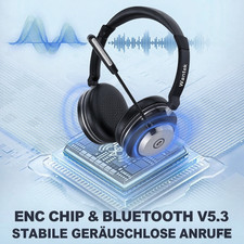 Wantek Bluetooth Kopfhörer mit Mikrofon USB Kabelloses Headset für PC/Handys – Bild 6