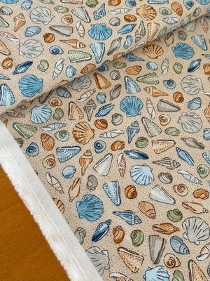 Makower Patchworkstoff HIGH TIDE Baumwollstoff maritim Muscheln Muschel Sand