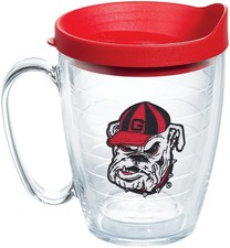 Tervis Made in USA Double Walled University of 16 Ounces, Clear - Red Lid