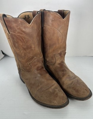 Justin Boots Apache Brown leather roper 3408 mens sz 8 B Western boots cowboy