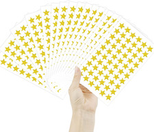 1800 PCS Gold Star Stickers, 30 Sheets Holographic Gold Star Sticker for Kids Re