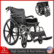 FDA Folding Manual Medical Transport Wheelchair 18" Seat w/ Locking Hand Brakes