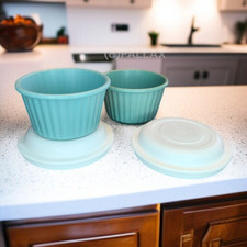 TUPPERWARE H18 ULTRA-PLUS AUFLAUFFÖRMCHEN GRÜN 2x 175 ML MIT DECKEL BACKOFEN