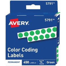 Avery Color-Coding Permanent Labels, 1/4 Inch Round Stickers, Green,