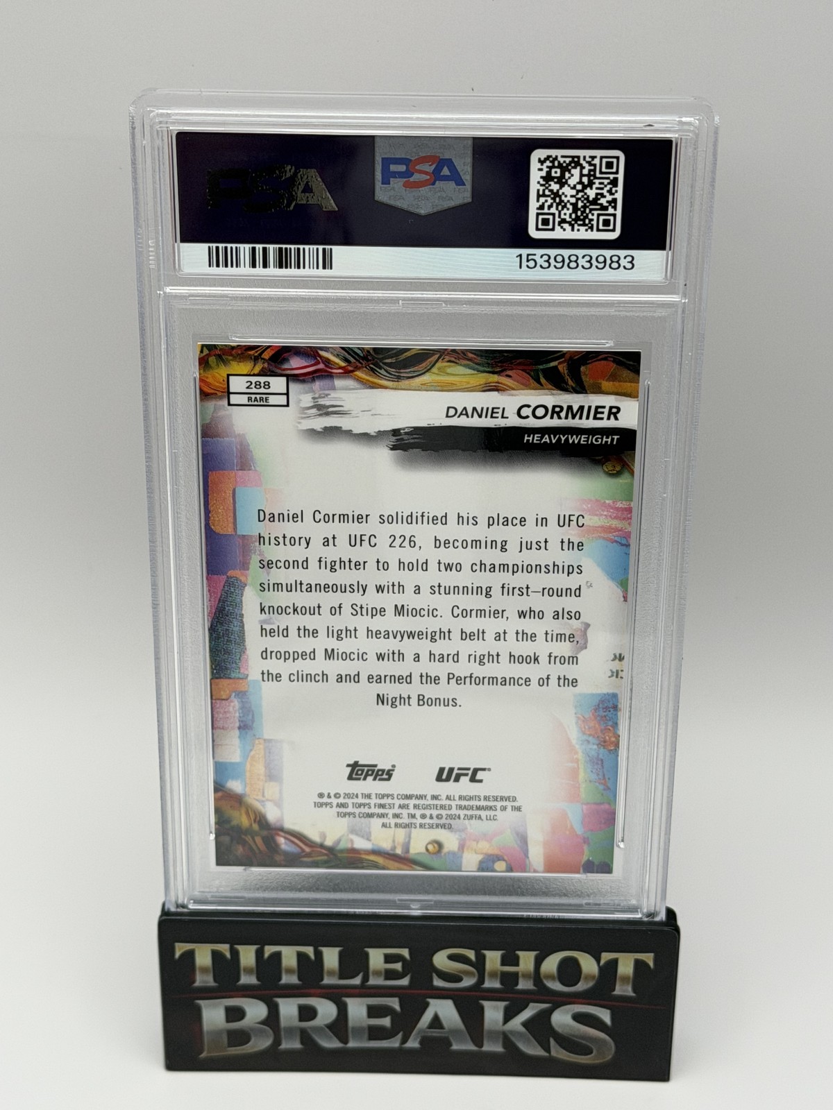 2024 Topps Finest UFC DANIEL CORMIER Gold Refractor /20 PSA 10 view 2