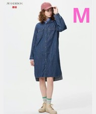 UNIQLO JW Anderson Open Collar Denim Shirt Dress M Blue