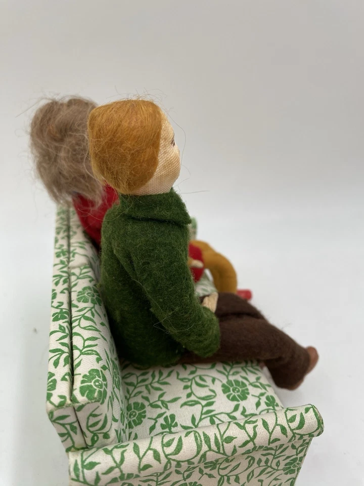 "Lote de 2 muñecas Stockinette vintage Erna Meyer casa de muñecas mamá papá flexibles 6""" Foto 3 de 4