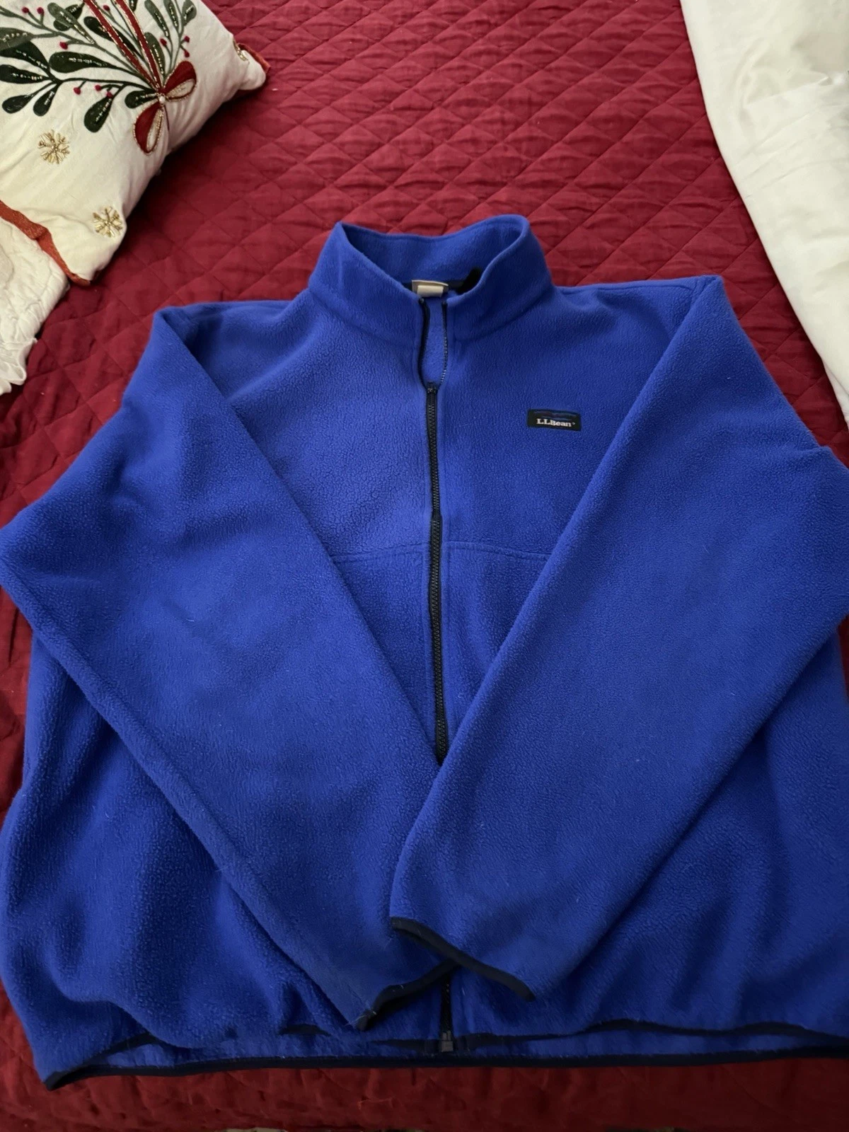 Vintage 90s LL Bean Deep Pile Fleece Jacket Full Zip Blue Adult XL Tall