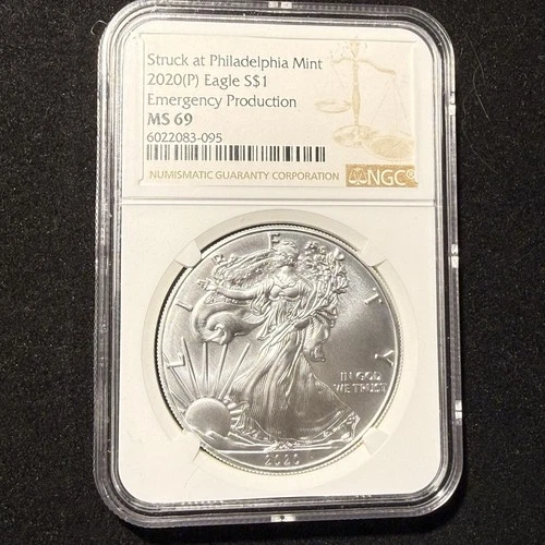 2020 Eagle S$1 Silver Dollar Struck at Philadelphia MS69 Emergency NGC