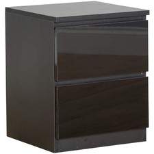 Home Source Lugano 2 Drawer Bedside Cabinet -black