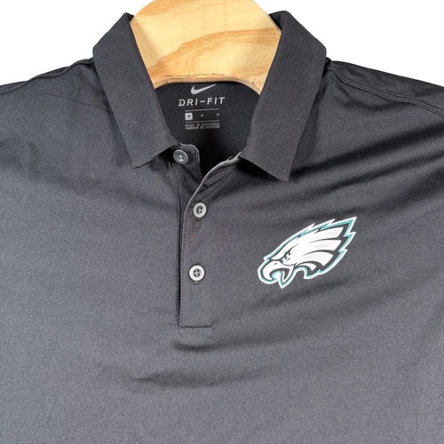 Nike Polo Philadelphia Eagles Mens M Black Dri-FIT Short Sleeve NFL Fan Gear