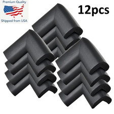 12Pcs Black L-Shape Corner Protectors Soft Foam Furniture Desk Edge Safety Guard
