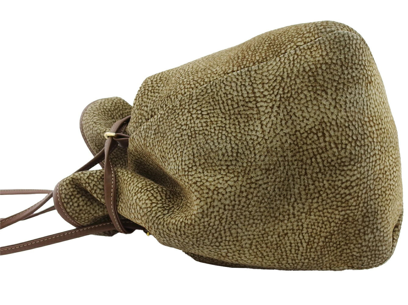 Borbonese Shoulder Bag, Quail Pattern, Redwall Tag, Beige, Brown, — image 3