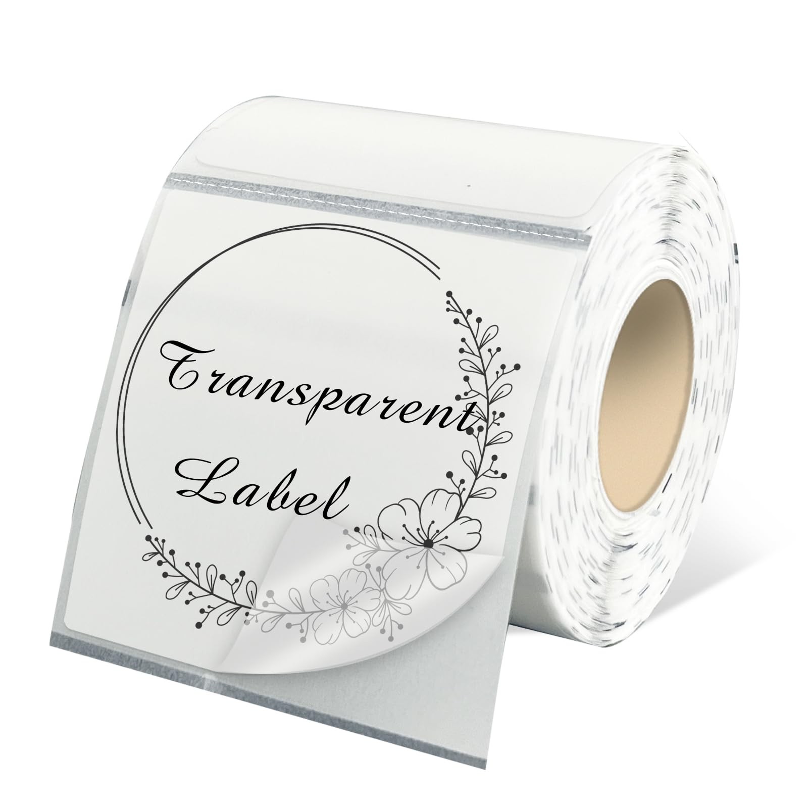 2x2 Inch Clear Square Thermal Labels Self-Adhesive Stickers for Direct Thermal Printing