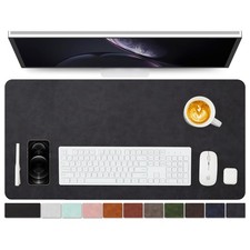 Distressed Leather Desk Mat - Non-Slip PU Desk Pad for Office and Home - Desk...