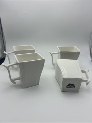 4 MALACASA Flora Porcelain Coffee Mug Tea Coffee Cups Ivory White