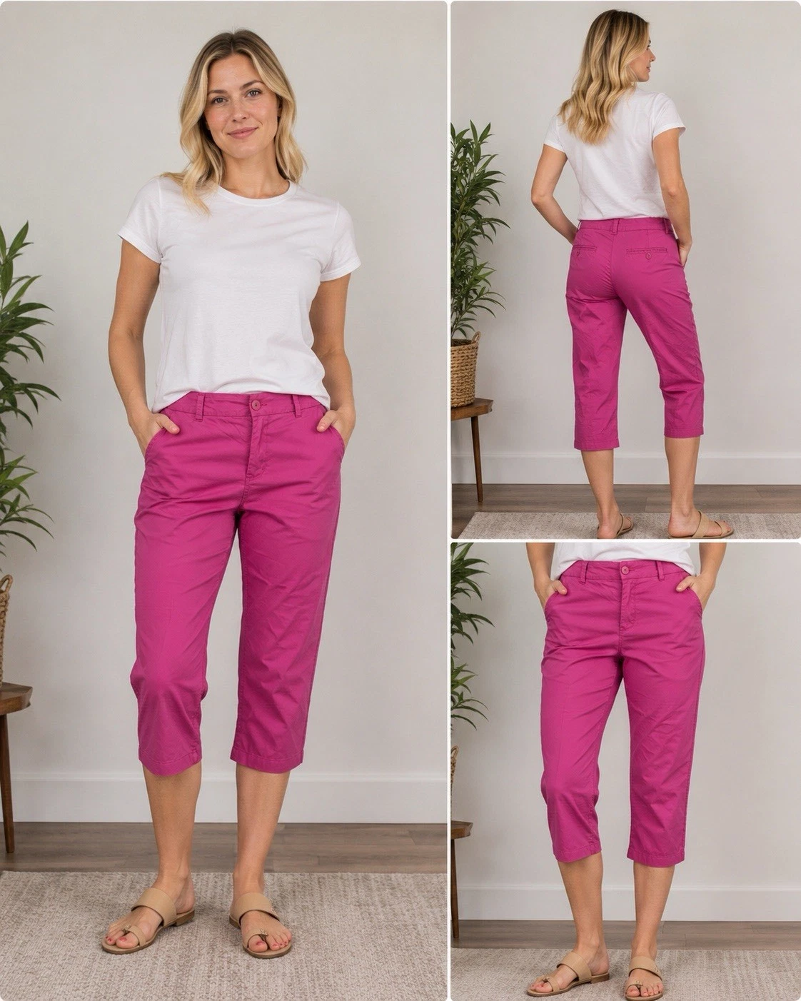 Preowned-New York & Company Classic Fit Stretch Solid Capris Womens (Size 10)
