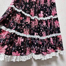 Gucci Lace Tiered Maxi Skirt, Navy, Size 44, Used