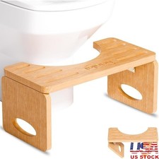 Foldable Bamboo Toilet Stool Non-Slip Portable Squatting Step Stool For All Ages