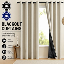 Blackout Curtains Bedroom Thermal Ready Made Eyelet Window Curtain Panel 1PC