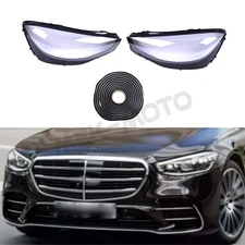 Pair Headlight Lens Covers Fits Mercedes-Benz S Class W223 V223 2021 2022 2023
