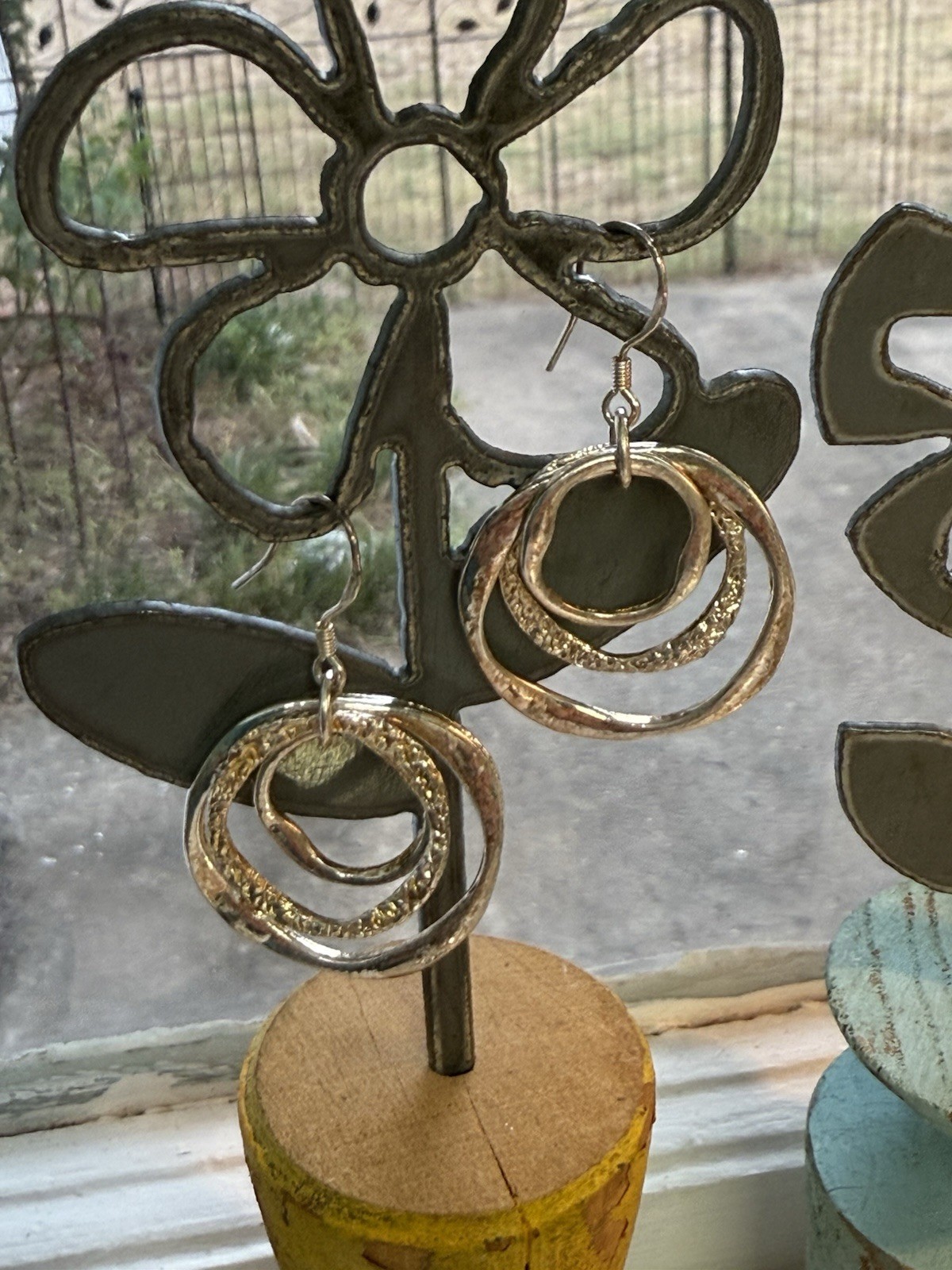 Modern Sterling Silver Circle Dangle Earrings - image 1