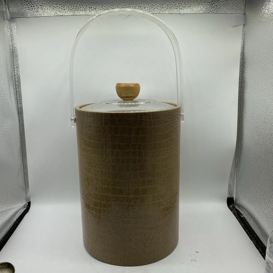 Cubo de hielo vinilo imitación cocodrilo textura mango y tapa vintage mediados de siglo 4 Foto 4 de 4