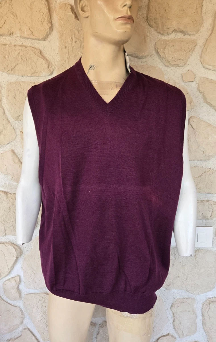 Pull Sans Manches En Laine 100% - Style WW2 Vintage Taille XL, Tricoté Main En France