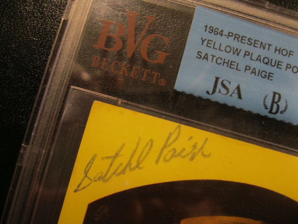 Satchel Paige Autographed HOF Plaque Postcard Encaps Beckett JSA Certified  - Image 3 of 4