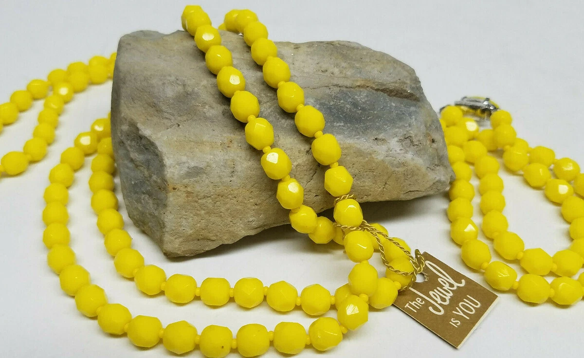 Yellow beaded necklace fashion jewelry sale